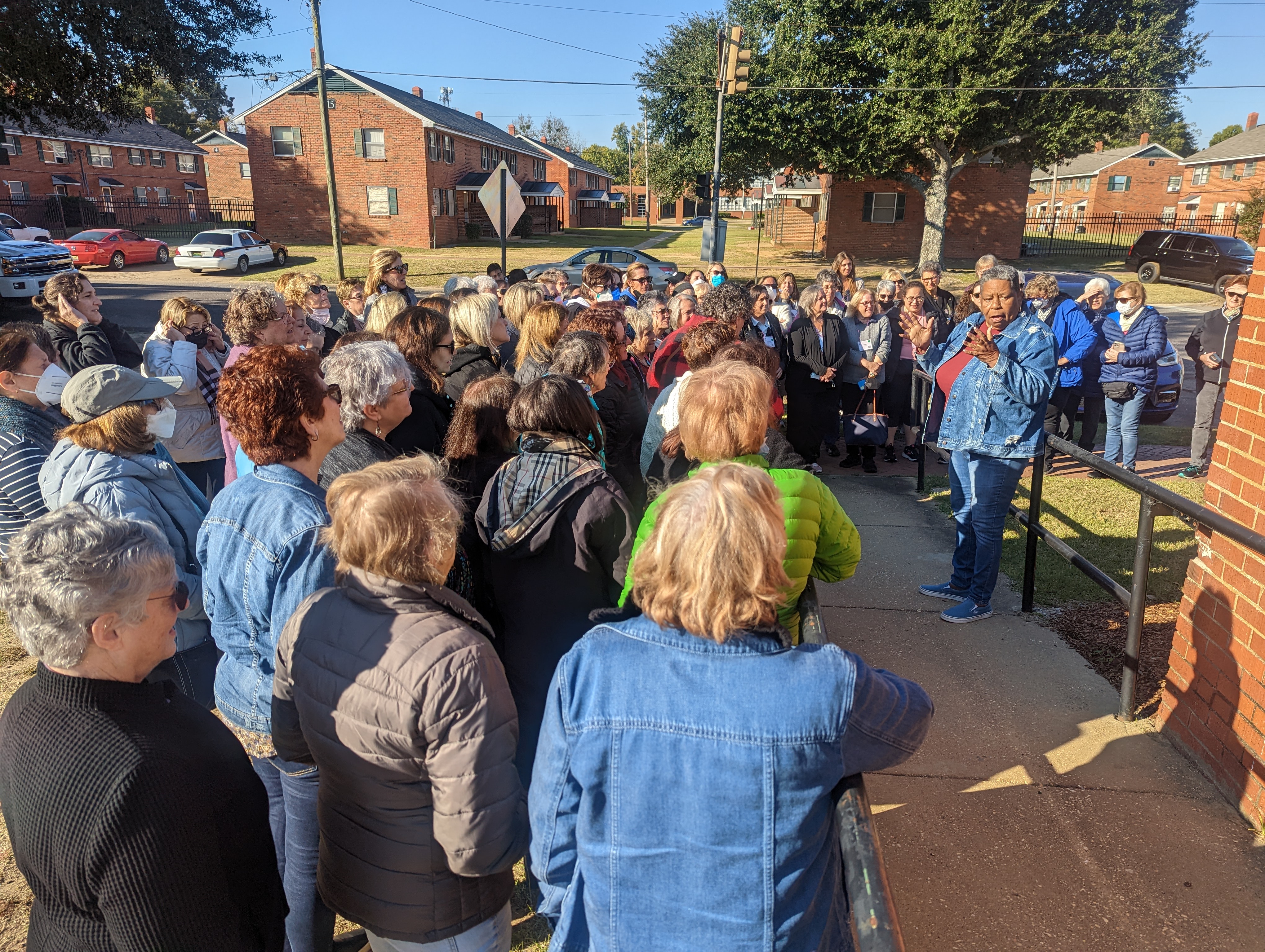 Joanne Bland speaking to a group of WRJ members in Selma, AL