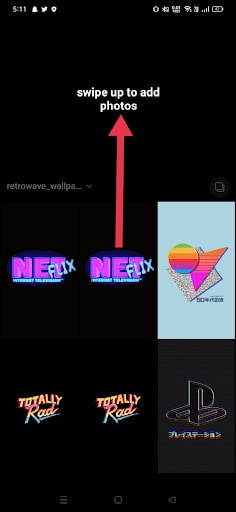 swipe to add photos on instagram