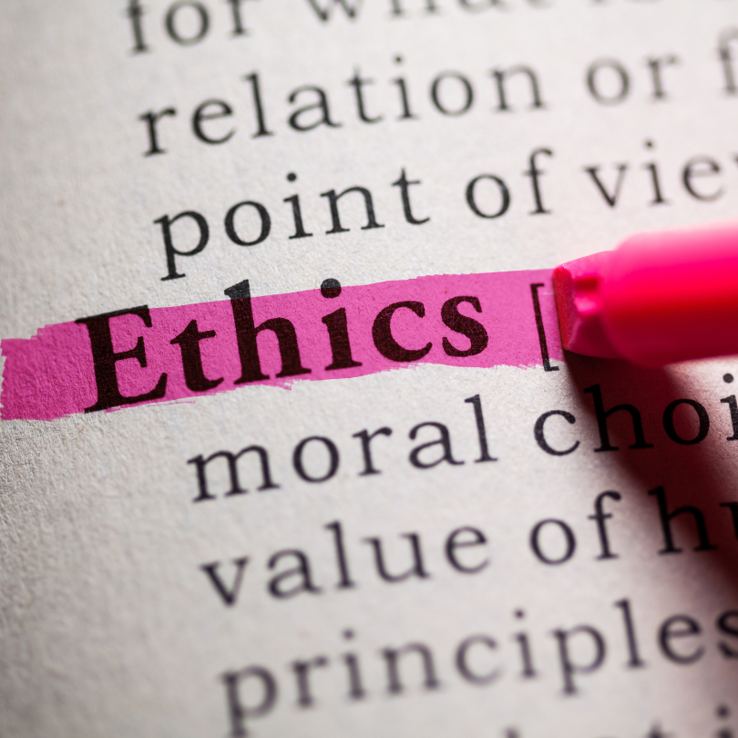 Ethics highlighted in pink