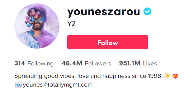 Younes Zarou  - Most Followed People on TikTok